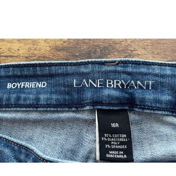 Lane Bryant Womens 16R Blue Boyfriend Jeans Light Distressed Casual - Picture 3 of 6